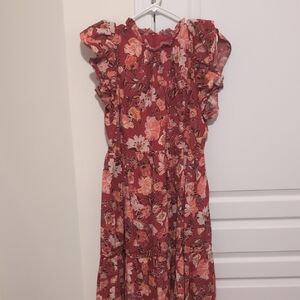 JessaKae Floral Ruffle Dress in Red and Pink